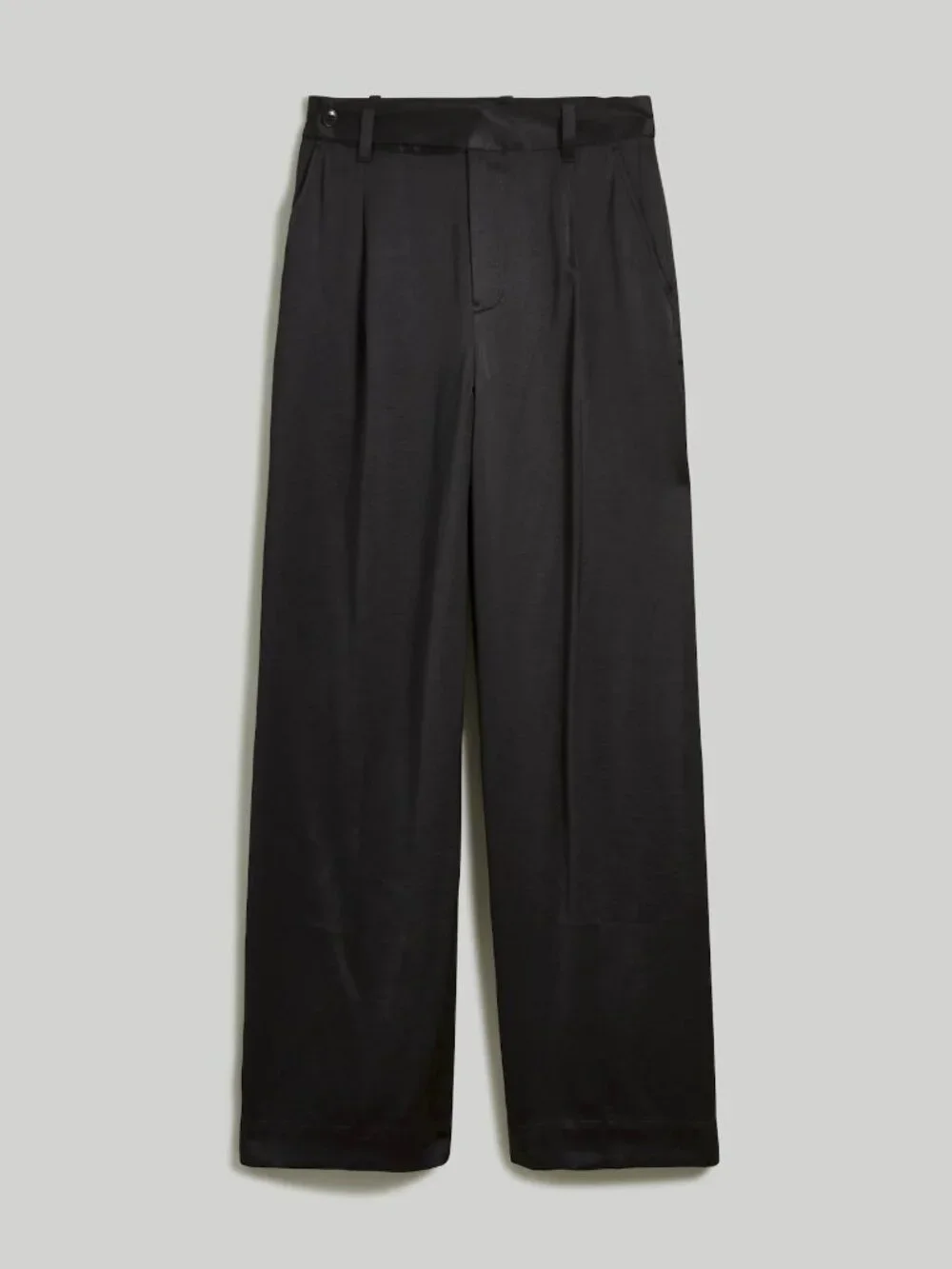 Madewell Black Satin Harlow Wide-Leg Pants, Size 0 - Picture 2 of 9